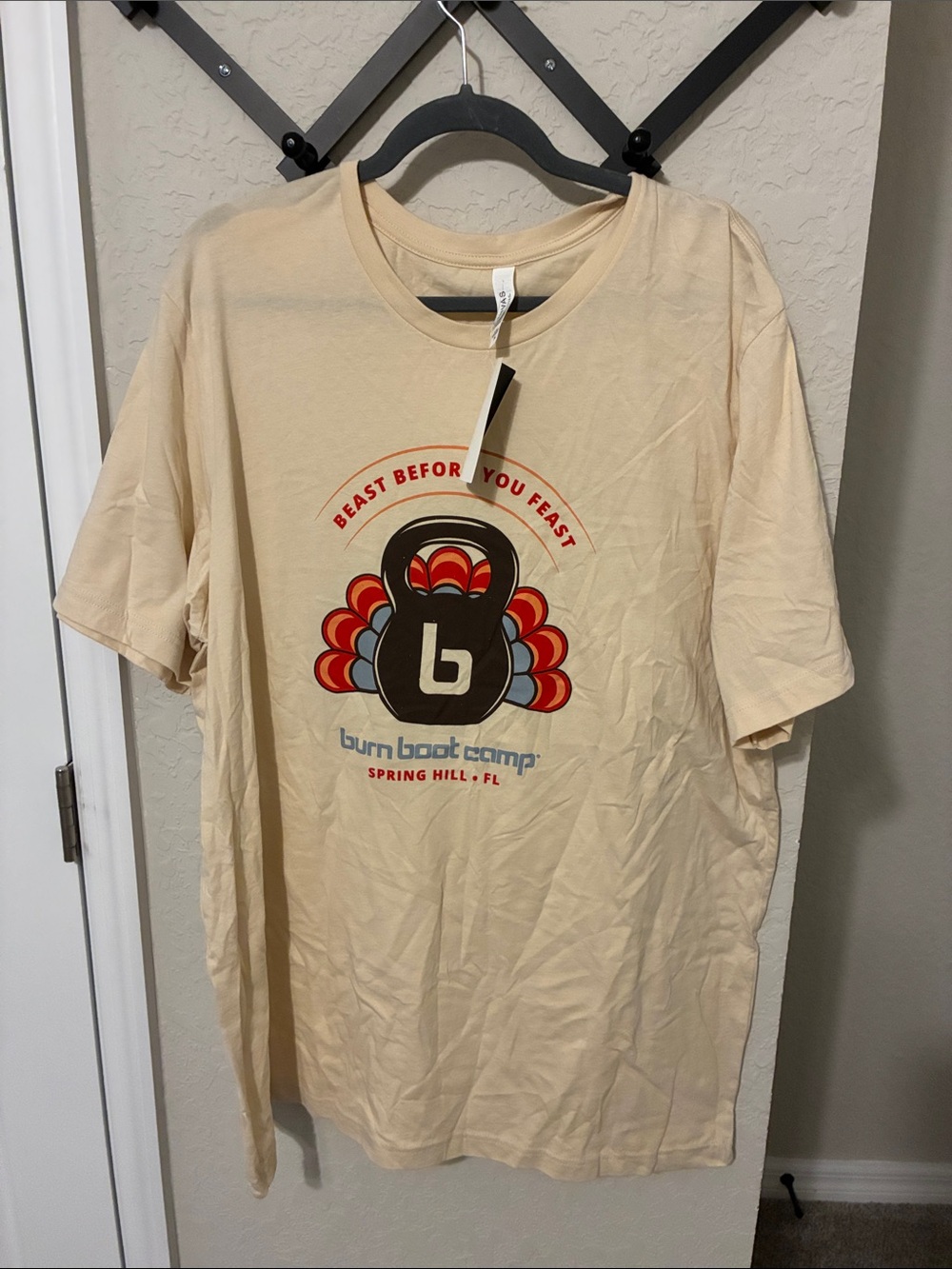 Burn Boot Camp Beige Graphic Short Sleeve Tee - Women's